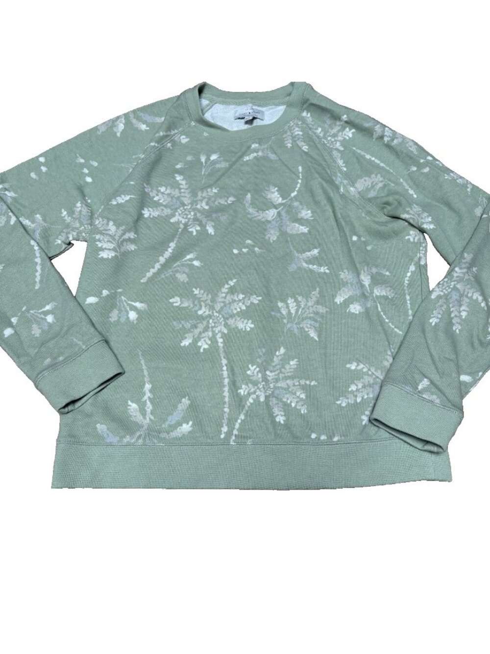 Lucky Brand Pullover Women’s Size M Green Floral Print Leaves
